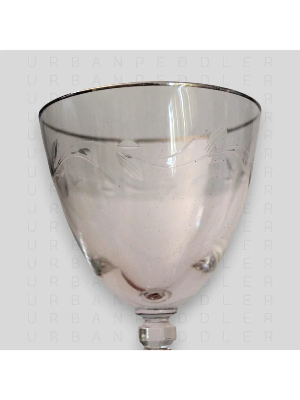TIFFIN FRANCISCAN Carillon Set 2 Water Glass Goblet*Crystal*Platinum*Vine*VTG